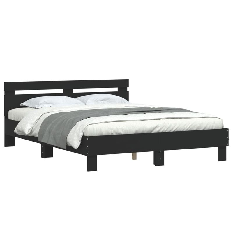 Casa si Gradina - Mobilier - Paturi si accesorii - Paturi - Cadru de pat cu tablie, negru, 150x200 cm, lemn prelucrat - Infinity.ro