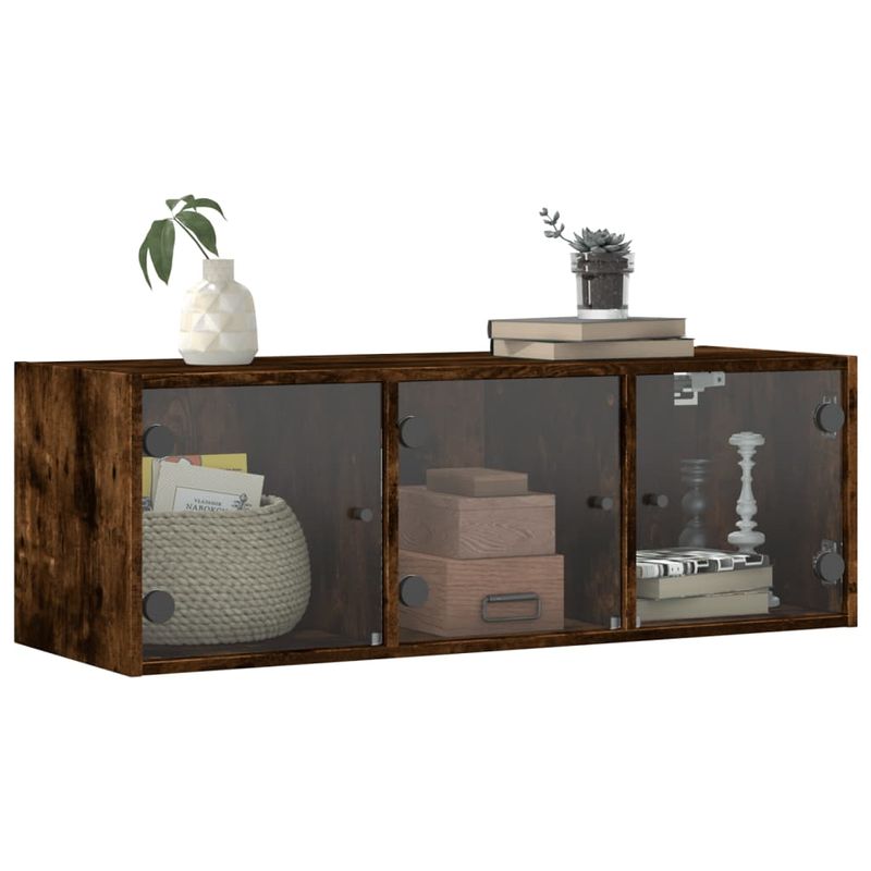 Casa si Gradina - Mobilier - Dulapuri si sifoniere - Dulapuri - Dulap de perete cu usi din sticla, stejar fumuriu,102x37x35 cm - Infinity.ro