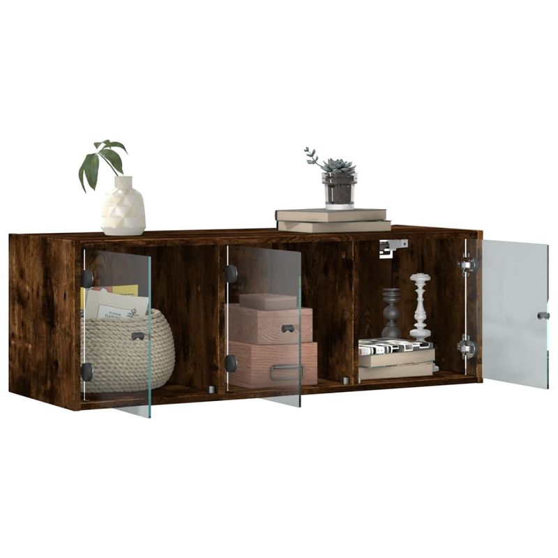 Casa si Gradina - Mobilier - Dulapuri si sifoniere - Dulapuri - Dulap de perete cu usi din sticla, stejar fumuriu,102x37x35 cm - Infinity.ro