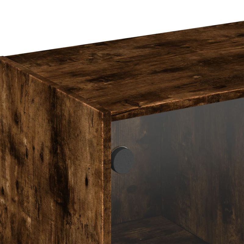 Casa si Gradina - Mobilier - Dulapuri si sifoniere - Dulapuri - Dulap de perete cu usi din sticla, stejar fumuriu,102x37x35 cm - Infinity.ro