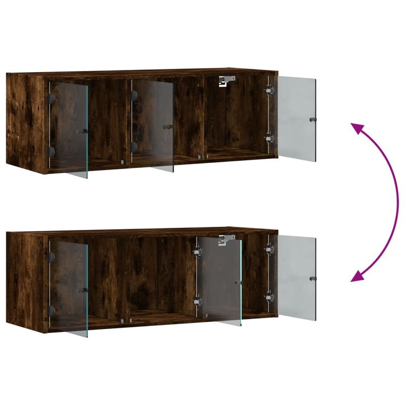 Casa si Gradina - Mobilier - Dulapuri si sifoniere - Dulapuri - Dulap de perete cu usi din sticla, stejar fumuriu,102x37x35 cm - Infinity.ro