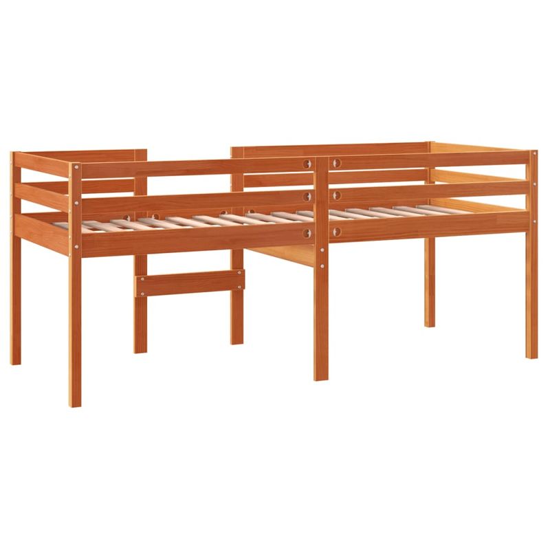 Casa si Gradina - Mobilier - Paturi si accesorii - Paturi - Pat inalt de dormitor, maro ceruit, 90x200cm, lemn masiv de pin - Infinity.ro