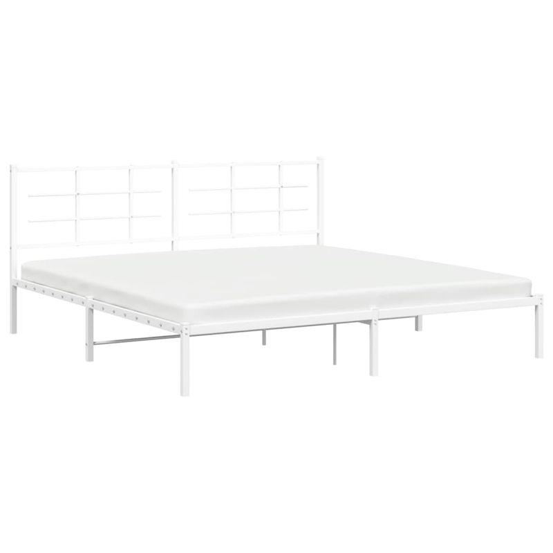 Casa si Gradina - Mobilier - Paturi si accesorii - Paturi - Cadru de pat metalic cu tablie, alb, 200x200 cm - Infinity.ro