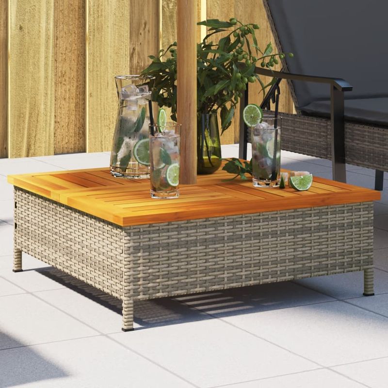 Casa si Gradina - Gradina si terasa - Umbrele si pavilioane - Umbrele - Masca suport umbrela de soare, gri 70x70x25 cm poliratan/acacia - Infinity.ro