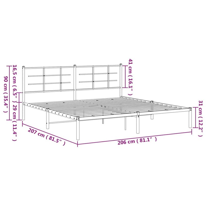 Casa si Gradina - Mobilier - Paturi si accesorii - Paturi - Cadru de pat metalic cu tablie, alb, 200x200 cm - Infinity.ro