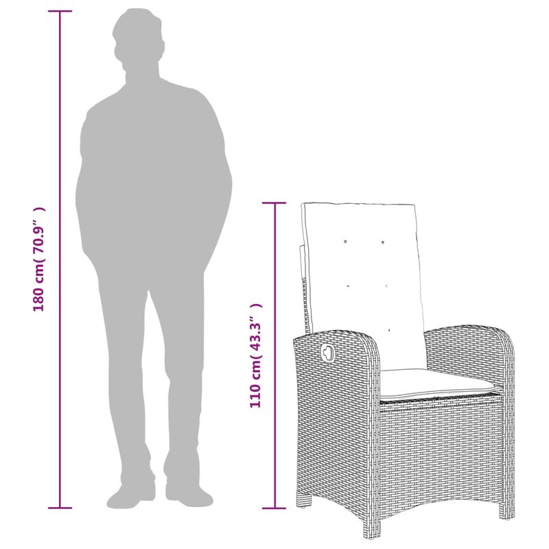 Casa si Gradina - Gradina si terasa - Mobilier exterior - Scaune si sezlonguri gradina - Scaun de gradina rabatabil cu perne, bej, poliratan - Infinity.ro