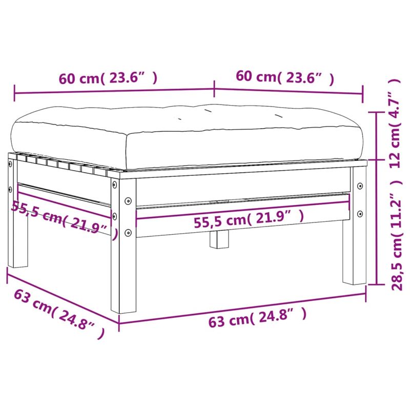 Casa si Gradina - Gradina si terasa - Mobilier exterior - Canapele si fotolii gradina - Taburet de gradina cu perna, lemn masiv douglas - Infinity.ro