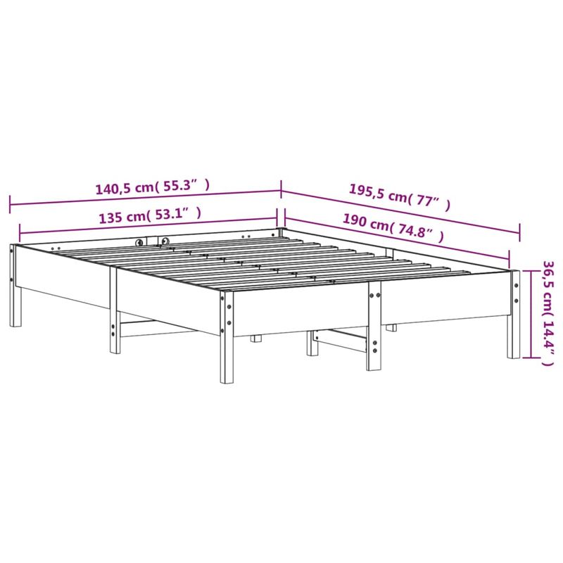 Casa si Gradina - Mobilier - Paturi si accesorii - Paturi - Cadru de pat, 135x190 cm, lemn masiv de pin - Infinity.ro