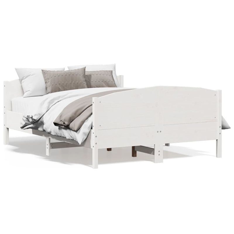 Casa si Gradina - Mobilier - Paturi si accesorii - Paturi - Cadru de pat cu tablie, alb, 140x200 cm, lemn masiv de pin - Infinity.ro