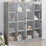 Casa si Gradina - Mobilier - Biblioteci si rafturi - Biblioteci - Biblioteca cu usi, gri beton, 136x37x142 cm, lemn compozit - Infinity.ro