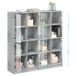 Casa si Gradina - Mobilier - Biblioteci si rafturi - Biblioteci - Biblioteca cu usi, gri beton, 136x37x142 cm, lemn compozit - Infinity.ro