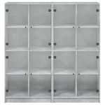 Casa si Gradina - Mobilier - Biblioteci si rafturi - Biblioteci - Biblioteca cu usi, gri beton, 136x37x142 cm, lemn compozit - Infinity.ro