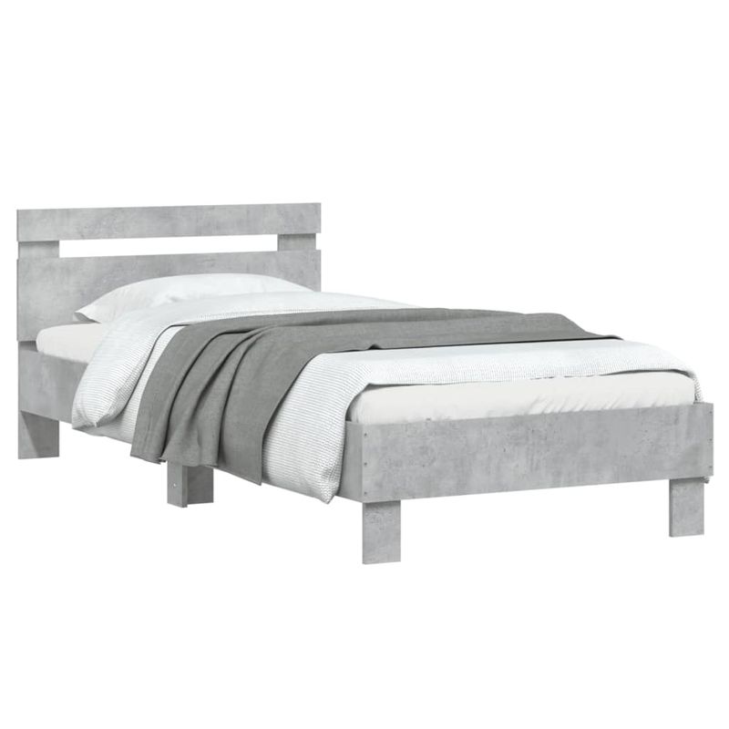 Casa si Gradina - Mobilier - Paturi si accesorii - Paturi - Cadru de pat cu tablie, gri beton, 75x190 cm, lemn prelucrat - Infinity.ro