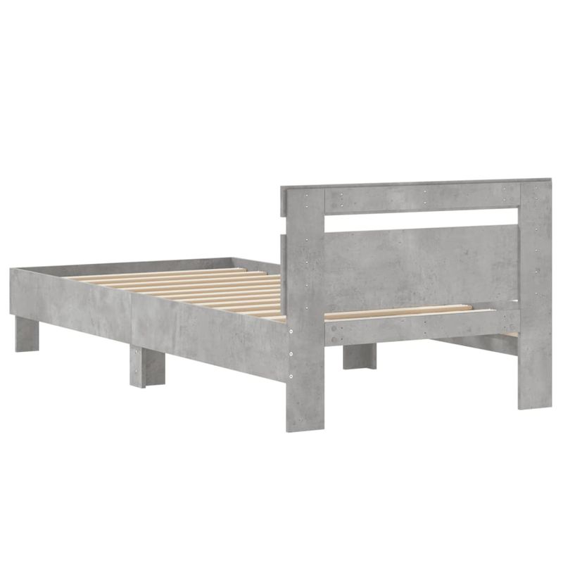 Casa si Gradina - Mobilier - Paturi si accesorii - Paturi - Cadru de pat cu tablie, gri beton, 75x190 cm, lemn prelucrat - Infinity.ro