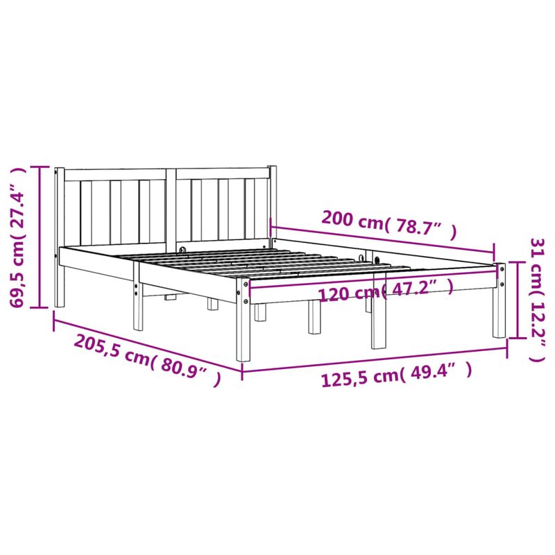 Casa si Gradina - Mobilier - Paturi si accesorii - Paturi - Cadru de pat, maro ceruit, 120x200 cm, lemn masiv de pin - Infinity.ro