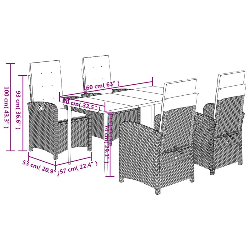 Casa si Gradina - Gradina si terasa - Mobilier exterior - Seturi mobila gradina - Set mobilier de gradina cu perne, 5 piese, negru, poliratan - Infinity.ro