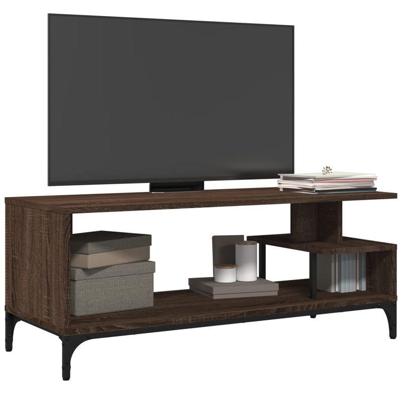 Casa si Gradina - Mobilier - Comode si corpuri - Comode - Comoda TV, stejar maro, 102x40x41 cm, lemn prelucrat si otel - Infinity.ro