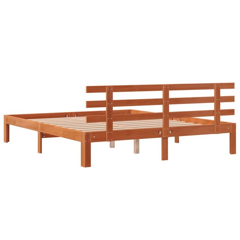 Casa si Gradina - Mobilier - Paturi si accesorii - Paturi - Cadru de pat cu tablie, maro ceruit, 150x200 cm, lemn masiv pin - Infinity.ro