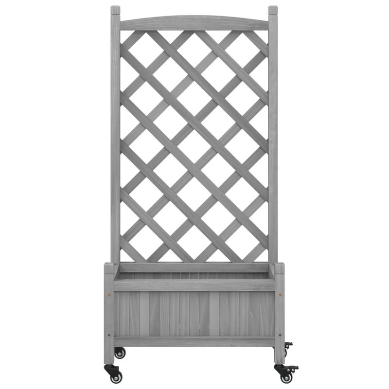 Casa si Gradina - Gradinarit si plante - Plante si ghivece - Ghivece si suporturi - Jardiniera cu spalier și roti, lemn masiv de brad, mărime 55x29.5x117.5 cm - Infinity.ro