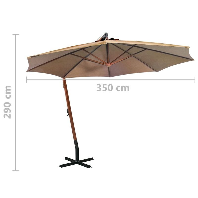 Casa si Gradina - Gradina si terasa - Umbrele si pavilioane - Umbrele - Umbrela suspendata cu stalp, gri taupe, 3,5x2,9 m, lemn brad - Infinity.ro