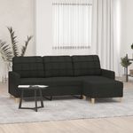 Casa si Gradina - Mobilier - Canapele si coltare - Canapele - Canapea cu 3 locuri cu taburet, negru, 180 cm, material textil - Infinity.ro