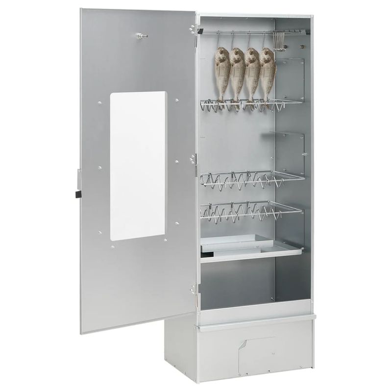 Casa si Gradina - Gradina si terasa - Gratare si accesorii - Gratare de gradina - Afumatoare cuptor/gratar, generator fum rece, otel galvanizat, mărime 44.5x29x110 cm (27x27x4.5 cm), model cu fereastră - Infinity.ro