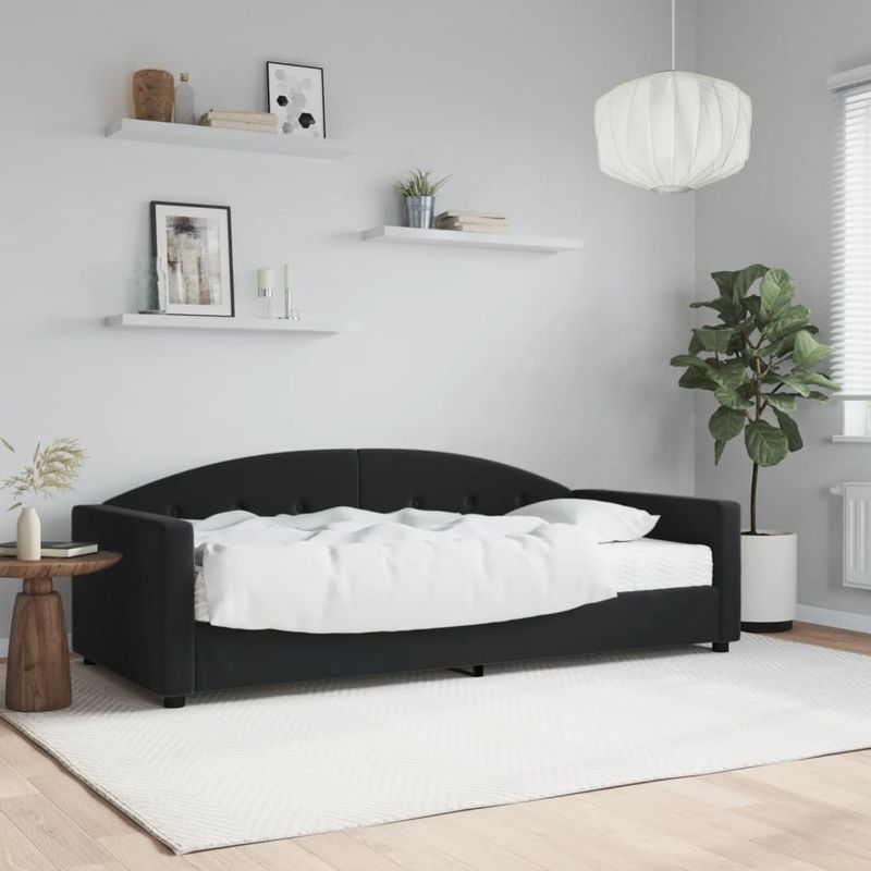 Casa si Gradina - Mobilier - Paturi si accesorii - Paturi - Pat de zi cu saltea, negru, 90x200 cm, catifea - Infinity.ro