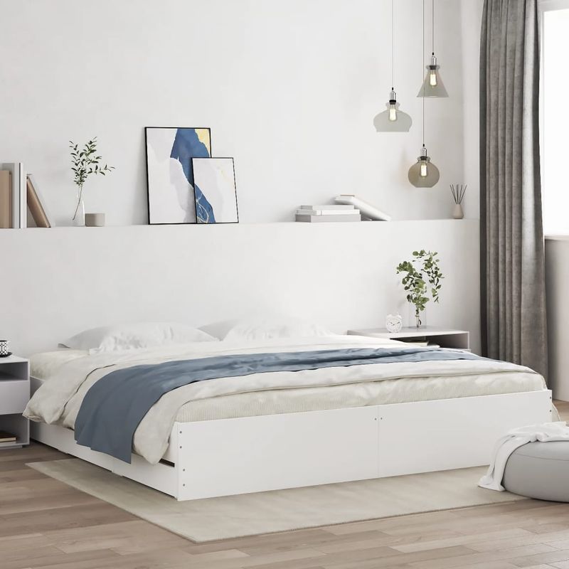 Casa si Gradina - Mobilier - Paturi si accesorii - Paturi - Cadru de pat cu sertare, alb, 160x200 cm, lemn prelucrat - Infinity.ro