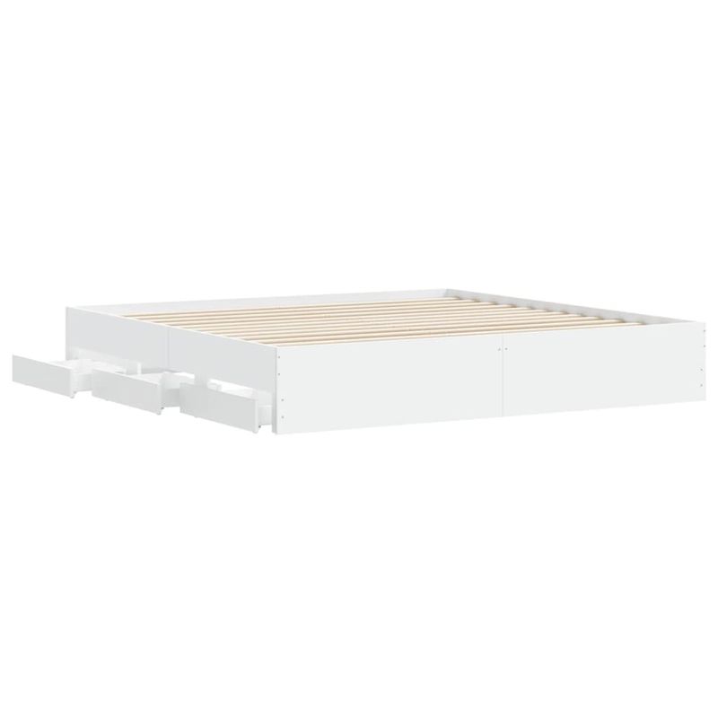 Casa si Gradina - Mobilier - Paturi si accesorii - Paturi - Cadru de pat cu sertare, alb, 160x200 cm, lemn prelucrat - Infinity.ro
