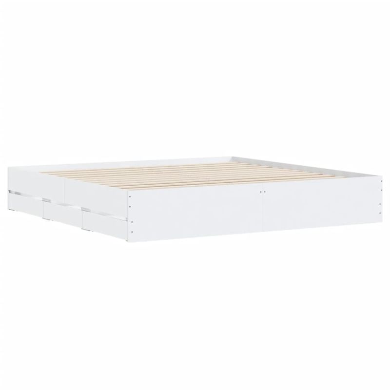 Casa si Gradina - Mobilier - Paturi si accesorii - Paturi - Cadru de pat cu sertare, alb, 160x200 cm, lemn prelucrat - Infinity.ro