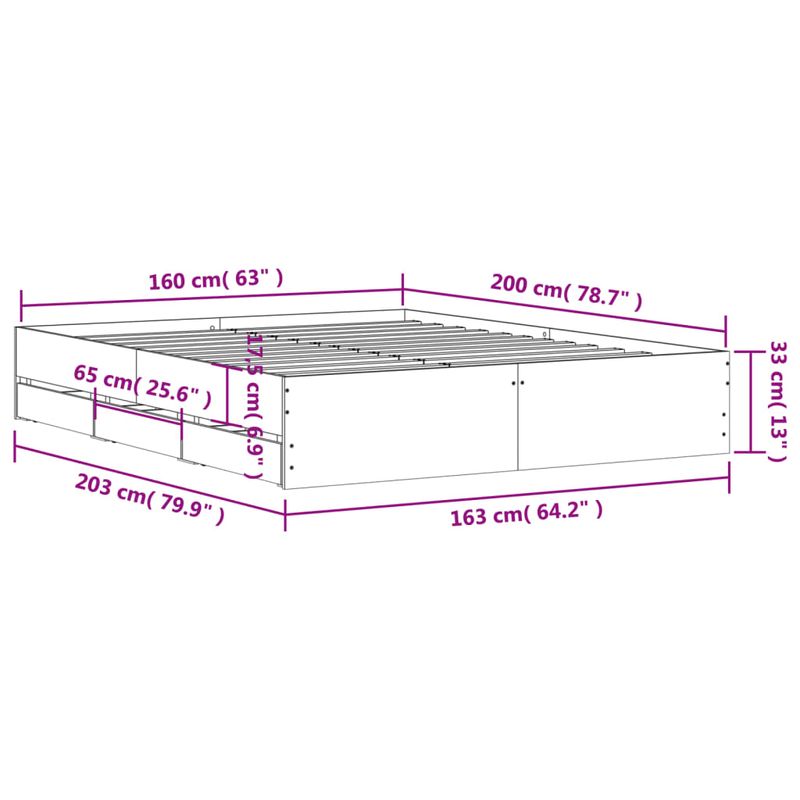 Casa si Gradina - Mobilier - Paturi si accesorii - Paturi - Cadru de pat cu sertare, alb, 160x200 cm, lemn prelucrat - Infinity.ro