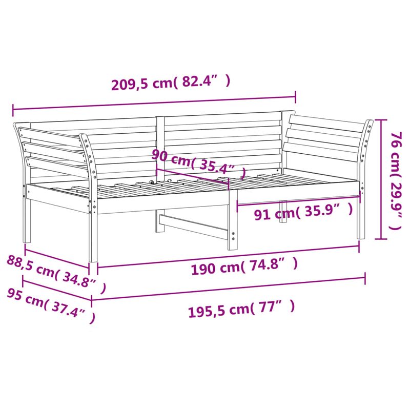 Casa si Gradina - Mobilier - Paturi si accesorii - Paturi - Pat de zi, gri, 90x190 cm, lemn masiv de pin - Infinity.ro