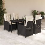 Casa si Gradina - Gradina si terasa - Mobilier exterior - Seturi mobila gradina - Set mobilier de gradina cu perne, 5 piese, negru, poliratan - Infinity.ro