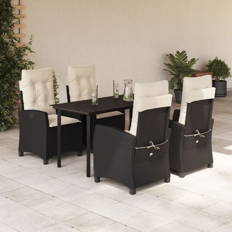 Casa si Gradina - Gradina si terasa - Mobilier exterior - Seturi mobila gradina - Set mobilier de gradina cu perne, 5 piese, negru, poliratan - Infinity.ro