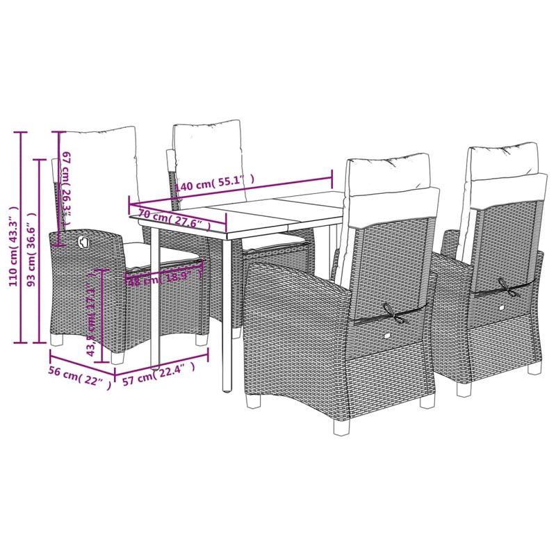 Casa si Gradina - Gradina si terasa - Mobilier exterior - Seturi mobila gradina - Set mobilier de gradina cu perne, 5 piese, negru, poliratan - Infinity.ro
