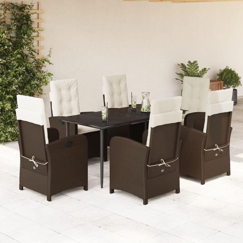 Casa si Gradina - Gradina si terasa - Mobilier exterior - Seturi mobila gradina - Set mobilier de gradina cu perne, 7 piese, maro, poliratan - Infinity.ro