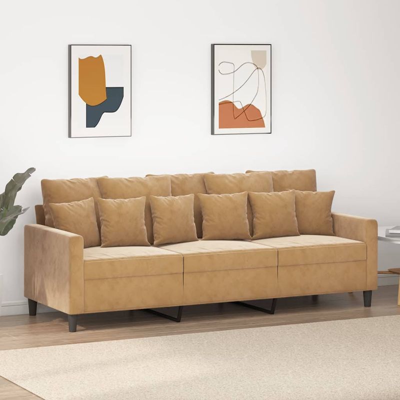 Casa si Gradina - Mobilier - Canapele si coltare - Canapele - Canapea cu 3 locuri, Maro, 180 cm, catifea - Infinity.ro