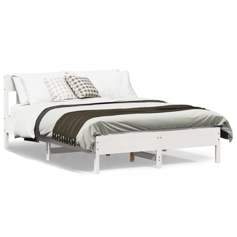 Casa si Gradina - Mobilier - Paturi si accesorii - Paturi - Cadru de pat cu tablie, alb, 150x200 cm lemn masiv pin - Infinity.ro
