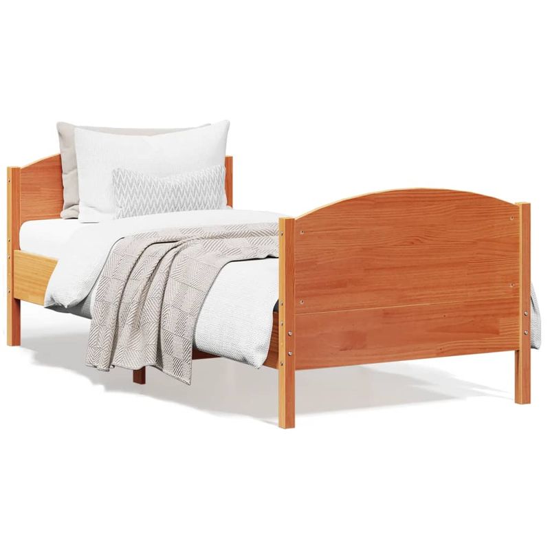 Casa si Gradina - Mobilier - Paturi si accesorii - Paturi - Cadru de pat cu tablie, maro ceruit, 90x200 cm, lemn masiv pin - Infinity.ro