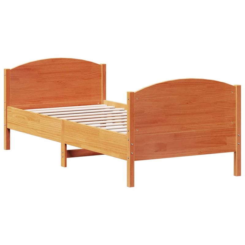 Casa si Gradina - Mobilier - Paturi si accesorii - Paturi - Cadru de pat cu tablie, maro ceruit, 90x200 cm, lemn masiv pin - Infinity.ro
