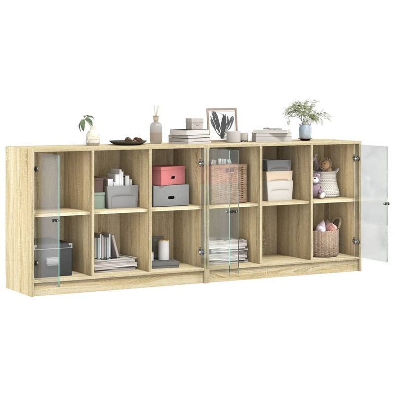 Casa si Gradina - Mobilier - Biblioteci si rafturi - Biblioteci - Biblioteca cu usi stejar sonoma 204x37x75 cm lemn compozit - Infinity.ro