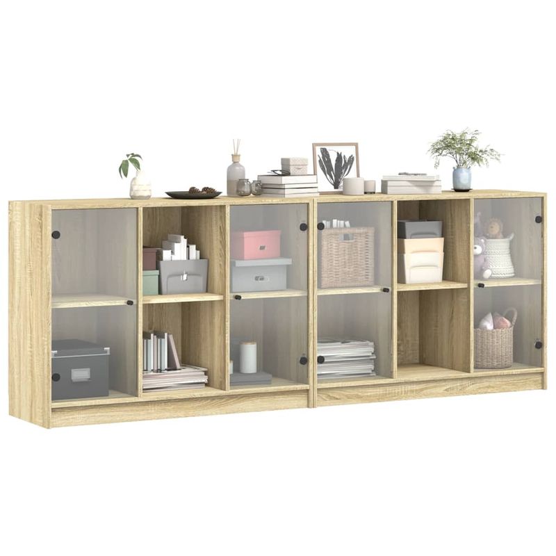 Casa si Gradina - Mobilier - Biblioteci si rafturi - Biblioteci - Biblioteca cu usi stejar sonoma 204x37x75 cm lemn compozit - Infinity.ro