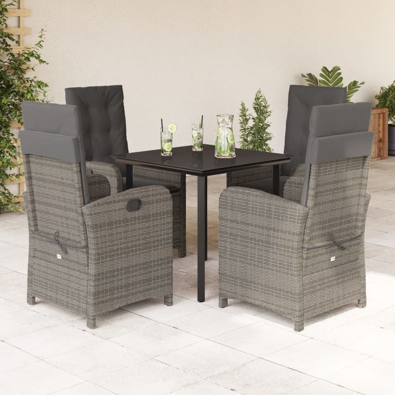 Casa si Gradina - Gradina si terasa - Mobilier exterior - Seturi mobila gradina - Set mobilier de gradina cu perne, 5 piese, gri, poliratan - Infinity.ro