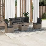 Casa si Gradina - Gradina si terasa - Mobilier exterior - Seturi mobila gradina - Set mobilier gradina cu perne, 6 piese, gri, poliratan - Infinity.ro