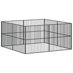 Petshop - Accesorii petshop - Culcusuri si custi - Custi interior si exterior - Tarc pentru caini cu 8 panouri, negru, otel galvanizat, mărime 200x200x100 cm - Infinity.ro