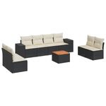 Casa si Gradina - Gradina si terasa - Mobilier exterior - Seturi mobila gradina - Set mobilier de gradina cu perne, 9 piese, negru, poliratan - Infinity.ro