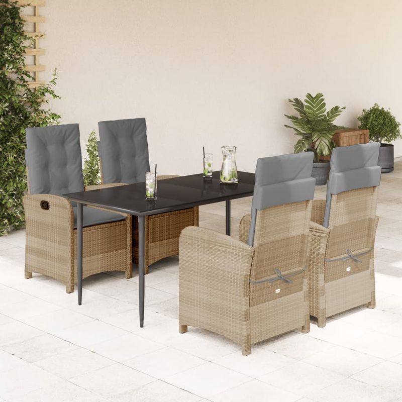 Casa si Gradina - Gradina si terasa - Mobilier exterior - Seturi mobila gradina - Set mobilier pentru gradina, 5 piese, cu perne, bej, poliratan - Infinity.ro