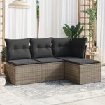 Casa si Gradina - Gradina si terasa - Mobilier exterior - Seturi mobila gradina - Set canapea de gradina cu perne, 4 piese, gri, poliratan - Infinity.ro