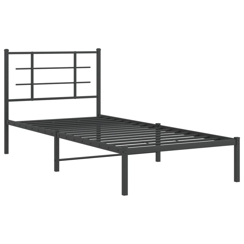 Casa si Gradina - Mobilier - Paturi si accesorii - Paturi - Cadru pat metalic cu tablie, negru, 90x200 cm - Infinity.ro