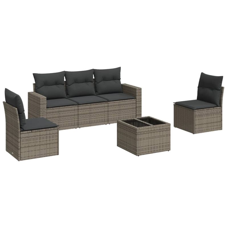 Casa si Gradina - Gradina si terasa - Mobilier exterior - Canapele si fotolii gradina - Set mobilier gradina cu perne, 6 piese, gri, poliratan - Infinity.ro
